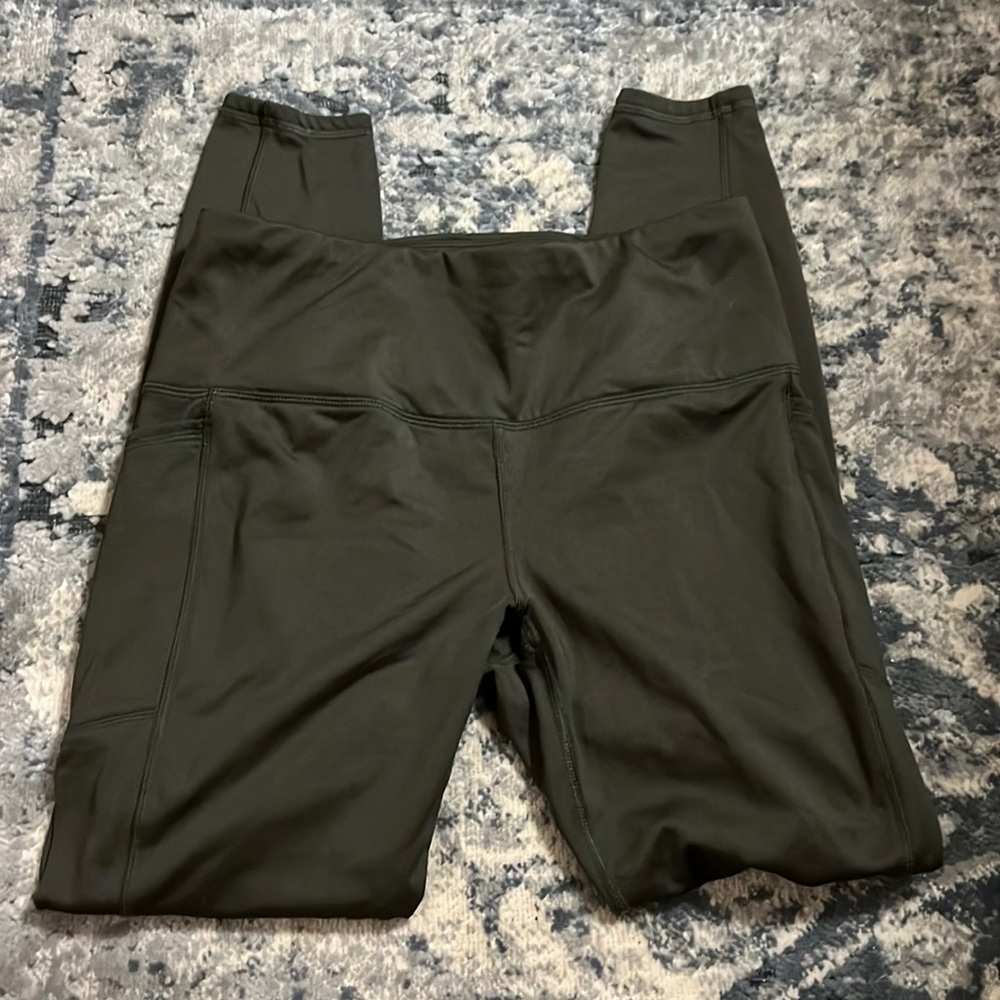 Woman’s colorful fleece-lined leggings
